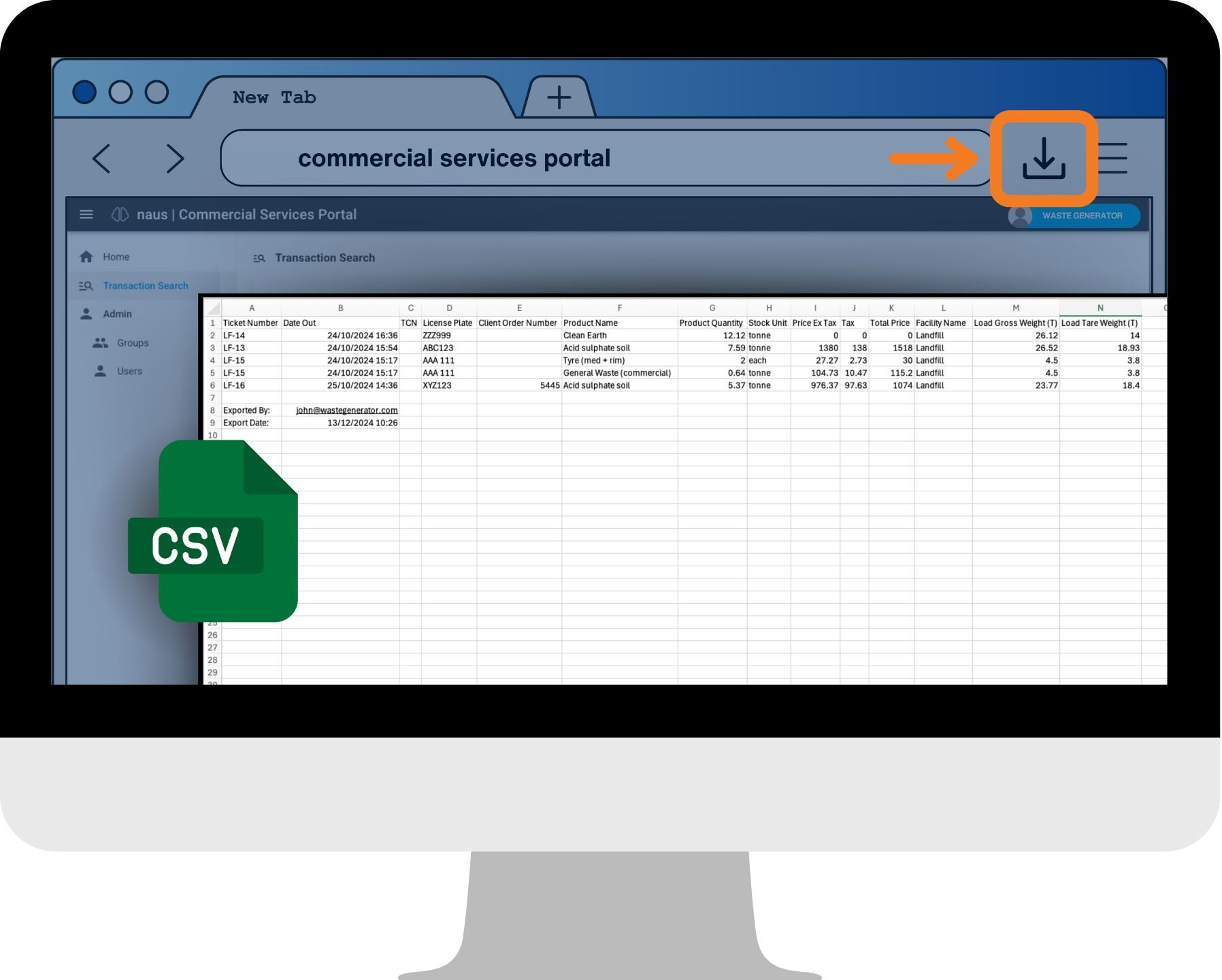 ComServ Portal - CSV File